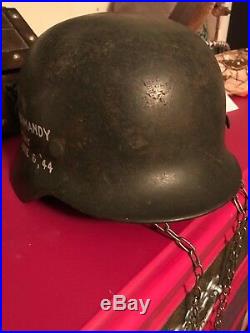 German helmet WWII ww2 original rare D Day. Museum Quality Condition