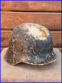 German helmet in winter color. There are numbers. Wehrmacht. 1935-1945 WWII WW2