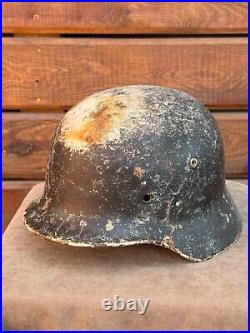 German helmet in winter color. There are numbers. Wehrmacht. 1935-1945 WWII WW2