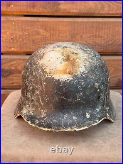 German helmet in winter color. There are numbers. Wehrmacht. 1935-1945 WWII WW2