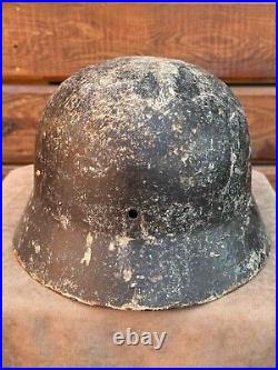 German helmet in winter color. There are numbers. Wehrmacht. 1935-1945 WWII WW2