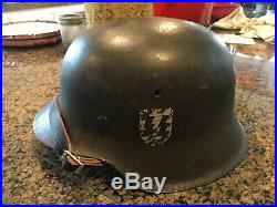 German helmet ww2 original m42 1943 68 very large great condition feldgrau