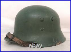 German m34 molded airvents, SD steel helmet, green paint complete RARE Polizei