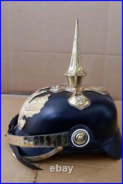 German pickelhaube black helmet wwI & WWII long spiked helmet