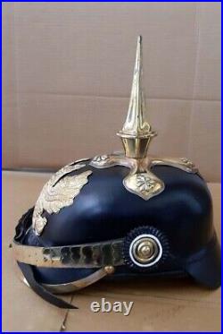 German pickelhaube black helmet wwI & WWII long spiked helmet Christmas Gift Itm