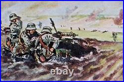 German soldiers fire Machine gun WW2 German RING Helmet SWORD Stahlhelm WWII Art