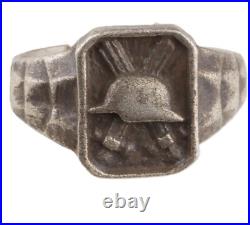 German special force WW2 Officers ring 835 silver WW1 Helmet sword signet WWII