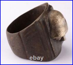 German sygnet Big ring WWII Helmet WW2 Stahlhelm Germany Skull in hat Goth army