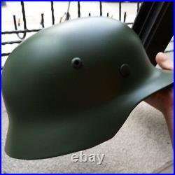 Green WW2 German Elite WH Army M35 M1935 Steel Helmet Stahlhelm Retro Brilliant