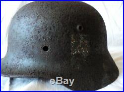 Helmet German M35. Two decals. Paint residue. Battle for Stalingrad. WW2