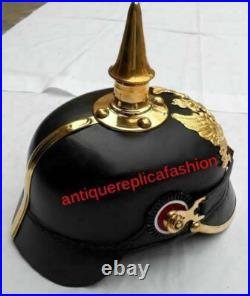 Imperial Leather Picklehaube Helmet Officer's Fr Helmet WW1 WW2 German Prussian