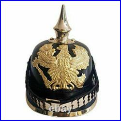 Leather German Prussian Pickelhaube Helmet WW2 Spiked Officer New Year Gift