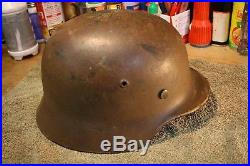 M35 German WW2 Steel Combat Camouflage Helmet, Brown Camo, untouched original