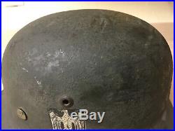 M35 heer Kriegsmarine German Helmet size Q64 550 missing chin strap rare wwII