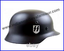 Medieval German Black SS M40 Steel Helmet reenactment Black helmet