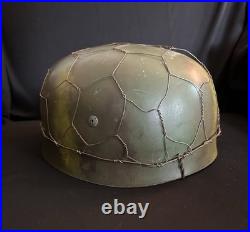 NICE! Reproduction German Paratrooper M38 FJ Camouflage Helmet with Chicken Wire