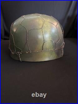 NICE! Reproduction German Paratrooper M38 FJ Camouflage Helmet with Chicken Wire