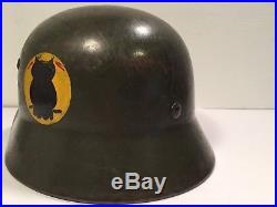 ORIGINAL WWII German M35 Helmet with U. S 5th Army Symbol & Signal Flags Souvenir