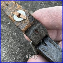 ORIGINAL WWII WW2 German Early M35 Helmet Liner Chinstrap Leather Repaired