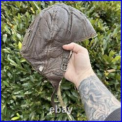 ORIGINAL WWII WW2 German Luftwaffe Winter Fur Lined Flight Cap Pilot Helmet ORIGINAL WWII WW2 German Luftwaffe Winter Fur Lined Flight Cap Pilot Helmet