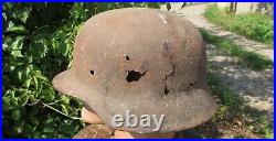 Original-Authentic WW2 WWII Relic German helmet Wehrmacht MFR Stamp 3136 # 148