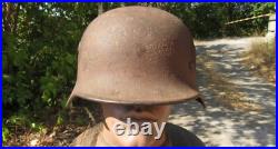 Original-Authentic WW2 WWII Relic German helmet Wehrmacht Stamp Q64 & DN184 #208