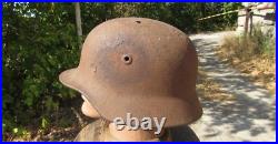 Original-Authentic WW2 WWII Relic German helmet Wehrmacht Stamp Q64 & DN184 #208