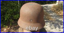 Original-Authentic WW2 WWII Relic German helmet Wehrmacht Stamp Q64 & DN184 #208
