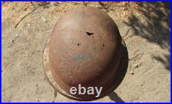 Original-Authentic WW2 WWII Relic German helmet Wehrmacht Stamp Q64 & DN184 #208
