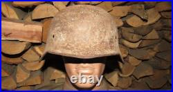Original-Authentic WW2 WWII Relic German helmet Wehrmacht mfr Stamp SE64/95 #168