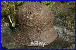 Original-Authentic WW2 WWII Relic German helmet Wehrmacht with leather remains
