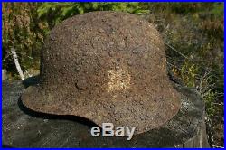 Original-Authentic WW2 WWII Relic German helmet Wehrmacht with leather remains