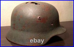 Original German Helmet M35 / 64 Headshot Damages Relic of Battlefield WW2 Number