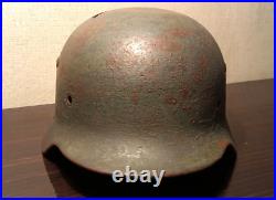 Original German Helmet M35 / 64 Headshot Damages Relic of Battlefield WW2 Number