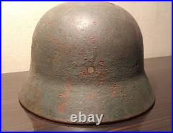 Original German Helmet M35 / 64 Headshot Damages Relic of Battlefield WW2 Number