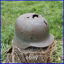 Original German Helmet M35 / 64 Wehrmacht Relic Of WW2 Number EF64 Two Decals