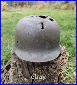 Original German Helmet M35 / 64 Wehrmacht Relic Of WW2 Number EF64 Two Decals