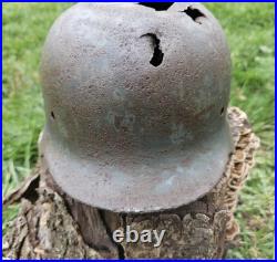 Original German Helmet M35 / 64 Wehrmacht Relic Of WW2 Number EF64 Two Decals