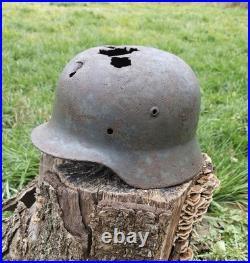 Original German Helmet M35 / 64 Wehrmacht Relic Of WW2 Number EF64 Two Decals