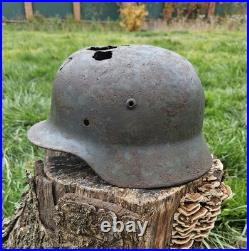 Original German Helmet M35 / 64 Wehrmacht Relic Of WW2 Number EF64 Two Decals