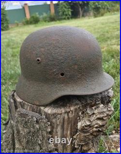 Original German Helmet M35/66 Wehrmacht Relic of Battlefield WW2 Decals Numbers