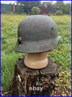 Original German Helmet M35 ET64 Relic of Battlefield WW2 Wehrmacht Decal Number Original German Helmet M35 ET64 Relic of Battlefield WW2 Wehrmacht Decal Number