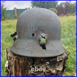 Original German Helmet M35 ET64 Relic of Battlefield WW2 Wehrmacht Decal Number