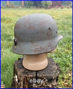 Original German Helmet M35 ET64 Relic of Battlefield WW2 Wehrmacht Decal Number