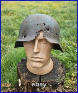 Original German Helmet M35 ET64 Relic of Battlefield WW2 Wehrmacht Decal Number