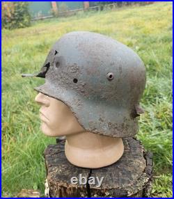 Original German Helmet M35 ET64 Relic of Battlefield WW2 Wehrmacht Decal Number