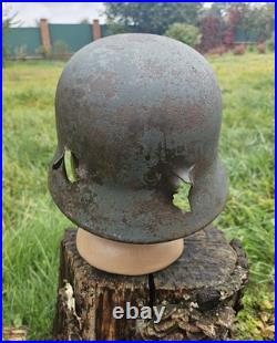 Original German Helmet M35 ET64 Relic of Battlefield WW2 Wehrmacht Decal Number