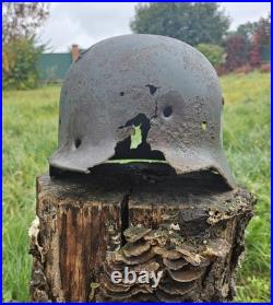 Original German Helmet M35 ET64 Relic of Battlefield WW2 Wehrmacht Decal Number