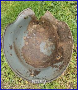 Original German Helmet M35 ET64 Relic of Battlefield WW2 Wehrmacht Decal Number