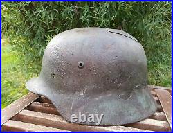 Original German Helmet M35 Relic of Battlefield WW2 World War 2 Number Decal